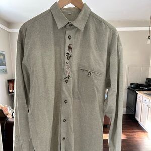 Authentic Spanish handmade, hand-embroidered long-sleeve button up shirt.